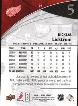 2010-11 SP Game Used #36 Nicklas Lidstrom  Back