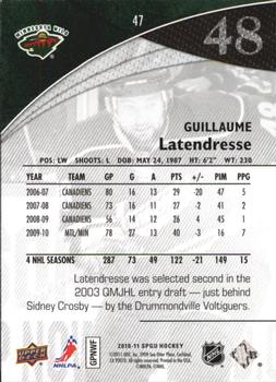 2010-11 SP Game Used #47 Guillaume Latendresse  Back
