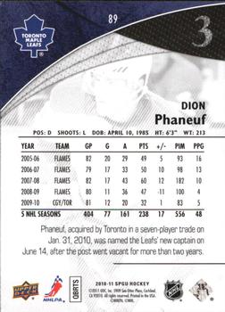2010-11 SP Game Used #89 Dion Phaneuf  Back