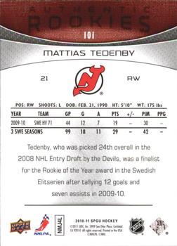 2010-11 SP Game Used #101 Mattias Tedenby  Back