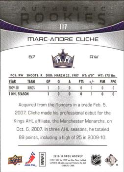 2010-11 SP Game Used #117 Marc-Andre Cliche  Back