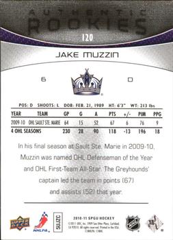 2010-11 SP Game Used #120 Jake Muzzin  Back