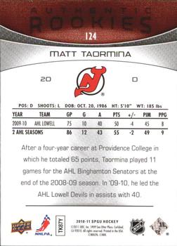 2010-11 SP Game Used #124 Matt Taormina  Back
