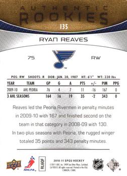 2010-11 SP Game Used #135 Ryan Reaves  Back