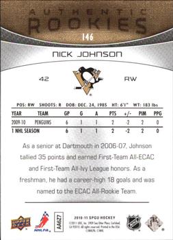 2010-11 SP Game Used #146 Nick Johnson  Back