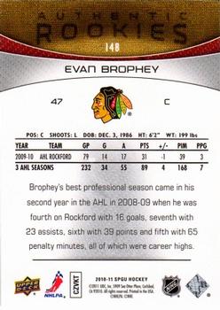 2010-11 SP Game Used #148 Evan Brophey  Back