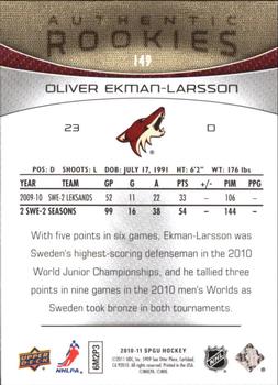 2010-11 SP Game Used #149 Oliver Ekman-Larsson  Back