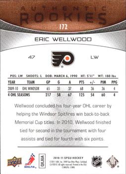 2010-11 SP Game Used #172 Eric Wellwood  Back