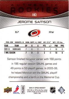 2010-11 SP Game Used #182 Jerome Samson  Back