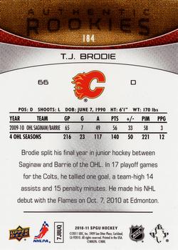 2010-11 SP Game Used #184 T.J. Brodie  Back