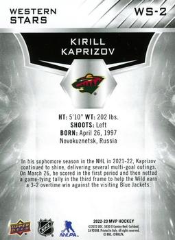 2022-23 Upper Deck MVP - Western Stars #WS-2 Kirill Kaprizov Back