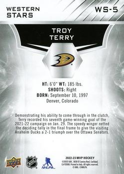 2022-23 Upper Deck MVP - Western Stars #WS-5 Troy Terry Back