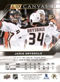 2022-23 Upper Deck - UD Canvas Black & White #C1 Jamie Drysdale Back