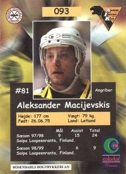 1999-00 NHC Foto Danish League #93 Aleksander Macijevskis Back