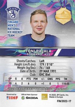 2022 BY Cards IIHF World Championship #FIN/2022-17 Toni Rajala Back