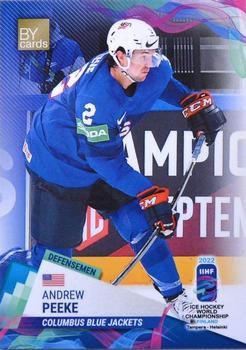 2022 BY Cards IIHF World Championship #USA/2022-03 Andrew Peeke Front