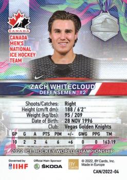 2022 BY Cards IIHF World Championship #CAN/2022-04 Zach Whitecloud Back