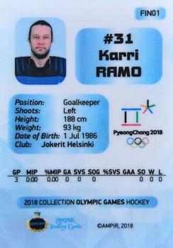 2018 AMPIR Olympic Games (Unlicensed) #FIN01 Karri Ramo Back