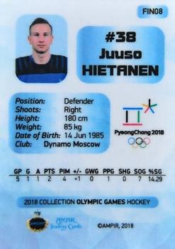 2018 AMPIR Olympic Games (Unlicensed) #FIN08 Juuso Hietanen Back