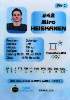 2018 AMPIR Olympic Games (Unlicensed) #FIN10 Miro Heiskanen Back