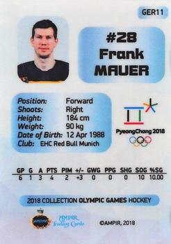 2018 AMPIR Olympic Games (Unlicensed) #GER11 Frank Mauer Back