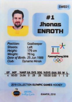 2018 AMPIR Olympic Games (Unlicensed) #SWE01 Jhonas Enroth Back