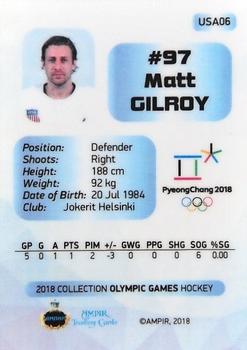 2018 AMPIR Olympic Games (Unlicensed) #USA06 Matt Gilroy Back