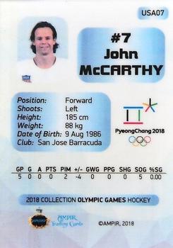 2018 AMPIR Olympic Games (Unlicensed) #USA07 John McCarthy Back