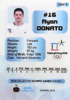 2018 AMPIR Olympic Games (Unlicensed) #USA16 Ryan Donato Back