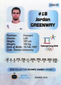 2018 AMPIR Olympic Games (Unlicensed) #USA18 Jordan Greenway Back