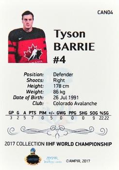 2016-17 AMPIR IIHF World Championship #CAN04 Tyson Barrie Back
