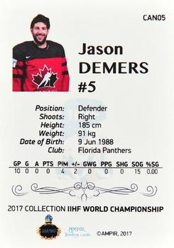 2016-17 AMPIR IIHF World Championship #CAN05 Jason Demers Back
