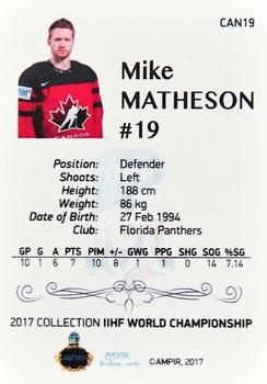2016-17 AMPIR IIHF World Championship #CAN19 Mike Matheson Back