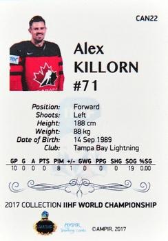 2016-17 AMPIR IIHF World Championship #CAN22 Alex Killorn Back