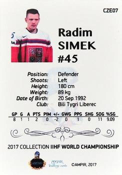 2016-17 AMPIR IIHF World Championship #CZE07 Radim Simek Back
