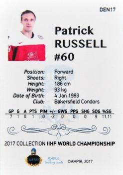 2016-17 AMPIR IIHF World Championship #DEN17 Patrick Russell Back