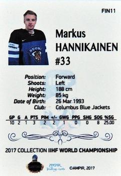 2016-17 AMPIR IIHF World Championship #FIN11 Markus Hannikainen Back