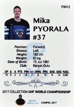 2016-17 AMPIR IIHF World Championship #FIN12 Mika Pyorala Back