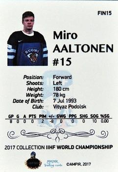 2016-17 AMPIR IIHF World Championship #FIN15 Miro Aaltonen Back