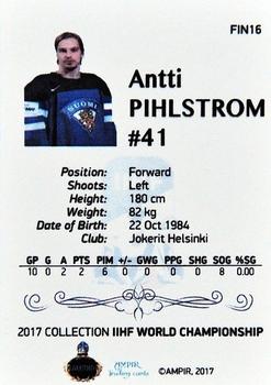 2016-17 AMPIR IIHF World Championship #FIN16 Antti Pihlstrom Back
