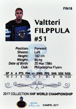 2016-17 AMPIR IIHF World Championship #FIN18 Valtteri Filppula Back