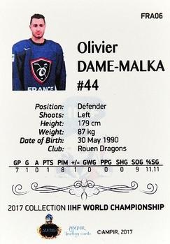 2016-17 AMPIR IIHF World Championship #FRA06 Olivier Dame-Malka Back