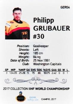 2016-17 AMPIR IIHF World Championship #GER04 Philipp Grubauer Back
