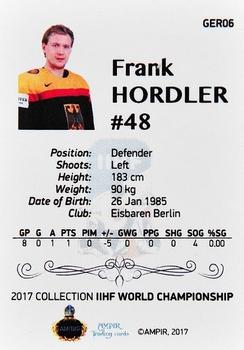 2016-17 AMPIR IIHF World Championship #GER06 Frank Hordler Back