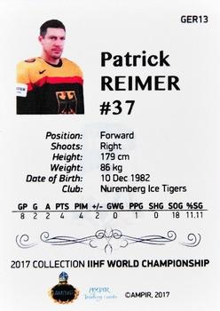 2016-17 AMPIR IIHF World Championship #GER13 Patrick Reimer Back