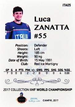 2016-17 AMPIR IIHF World Championship #ITA05 Luca Zanatta Back