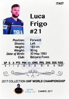 2016-17 AMPIR IIHF World Championship #ITA07 Luca Frigo Back