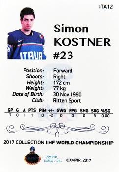 2016-17 AMPIR IIHF World Championship #ITA12 Simon Kostner Back