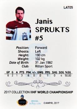 2016-17 AMPIR IIHF World Championship #LAT05 Janis Sprukts Back