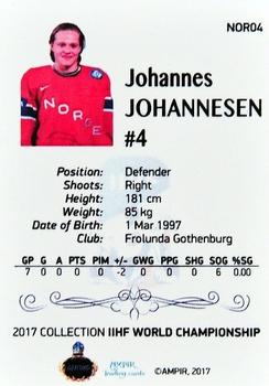 2016-17 AMPIR IIHF World Championship #NOR04 Johannes Johannesen Back